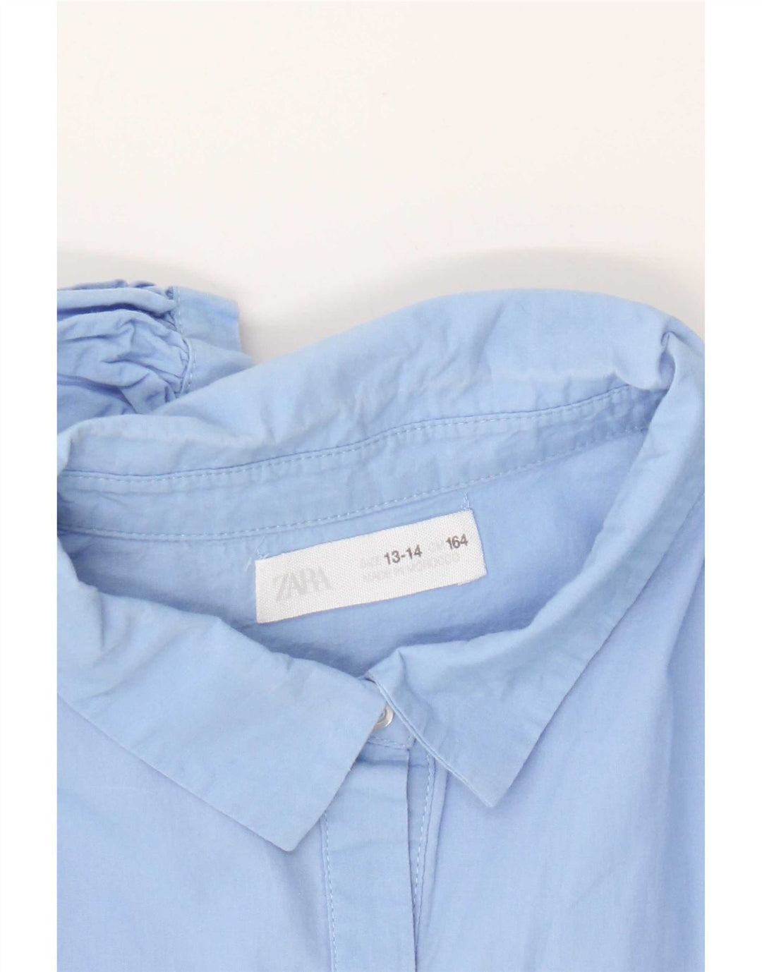 Zara Blusa Niña Volante Delantero Camisero 13-14 Años Azul
