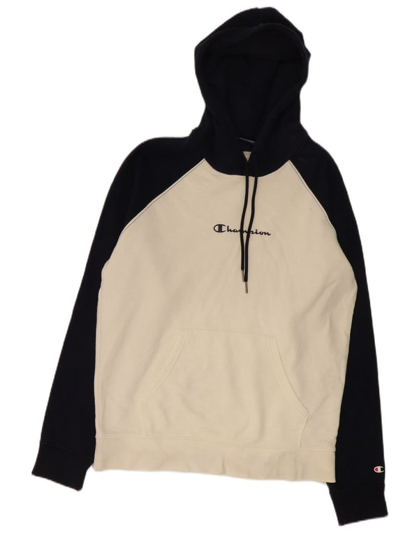 Champion Mens Hoodie Jumper Medium White Colourblock Cotton