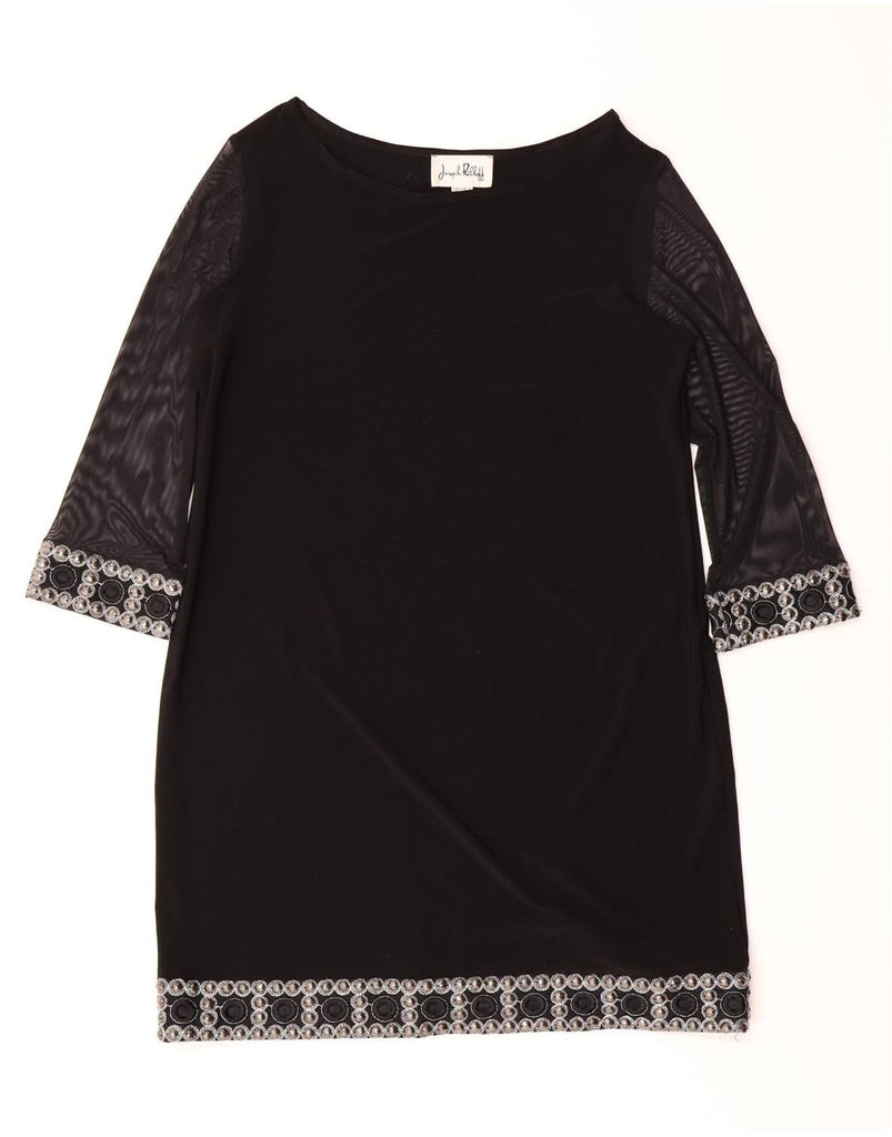 JOSEPH RIBKOFF Womens 3/4 Sleeve Shift Dress UK 14 Large Black Vintage Joseph Ribkoff and Second-Hand Joseph Ribkoff from Messina Hembry 