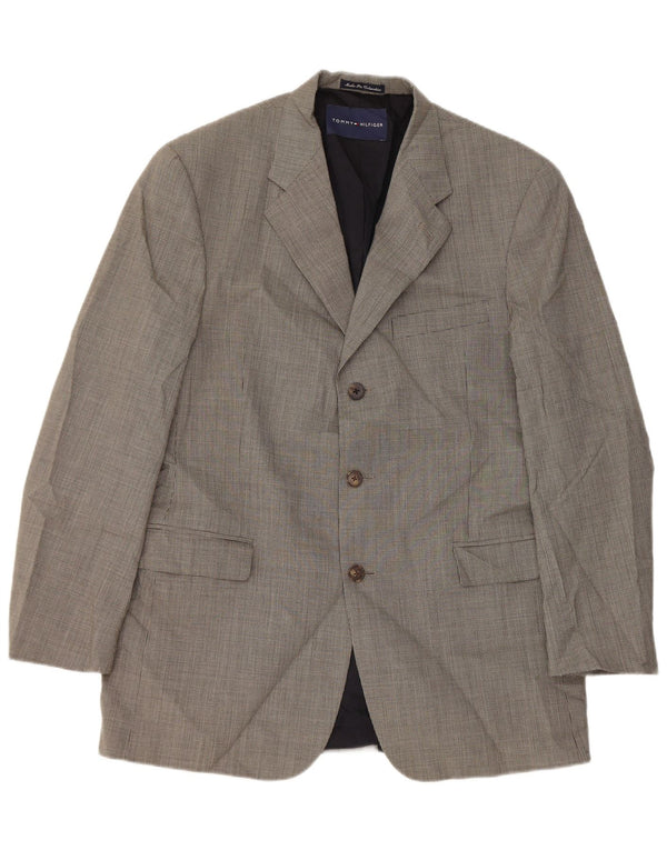 Tommy Hilfiger Chaqueta tipo blazer de 3 botones para hombre UK 40 Large Grey Houndstooth