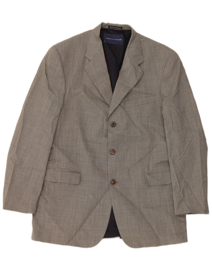 Tommy Hilfiger Chaqueta tipo blazer de 3 botones para hombre UK 40 Large Grey Houndstooth