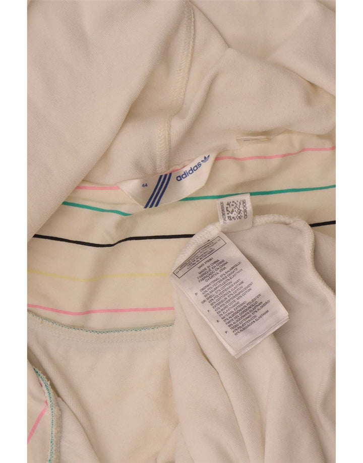 Adidas suéter con capucha y cremallera para mujer IT 44 Algodón blanco mediano