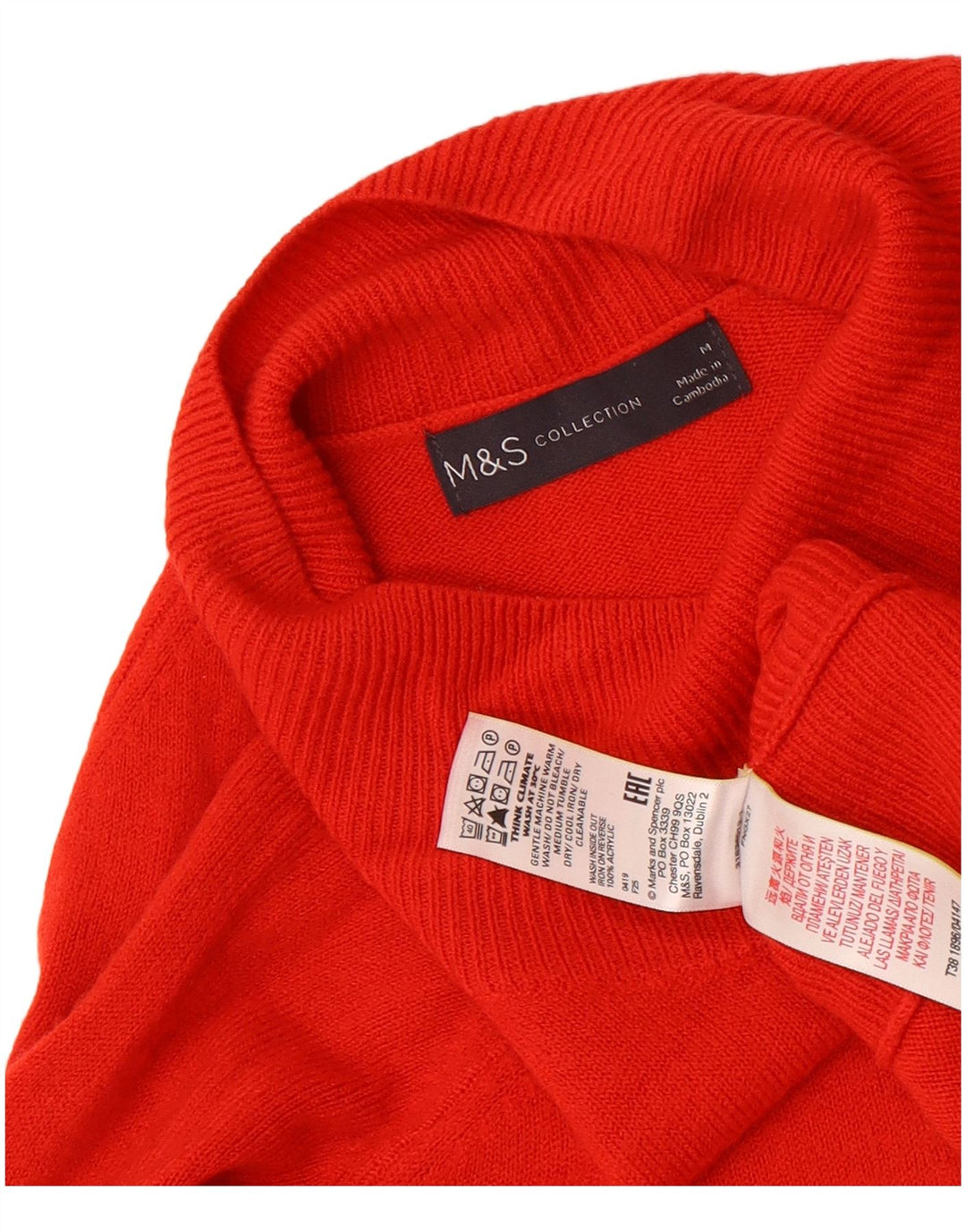 Marks & Spencer Jersey con cuello alto para mujer, talla 44, talla M, color rojo