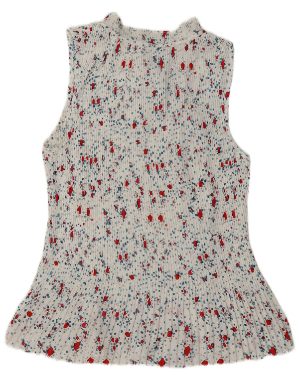 Dkny Blusa sin mangas para mujer con lazo frontal UK 40 XL Poliéster floral blanco