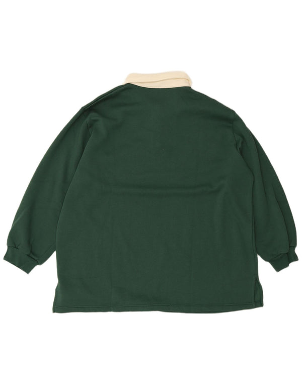 VINTAGE Mujer Polo Cuello Sudadera Jumper Reino Unido 22/24 3XL Poliéster Verde