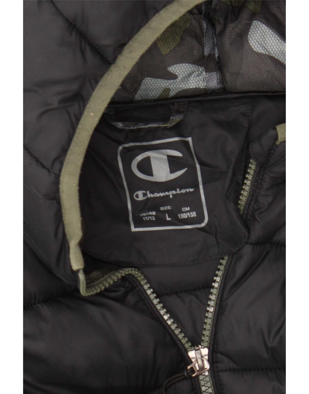 Champion Chaqueta acolchada con capucha para niños 11-12 años Grande Negro