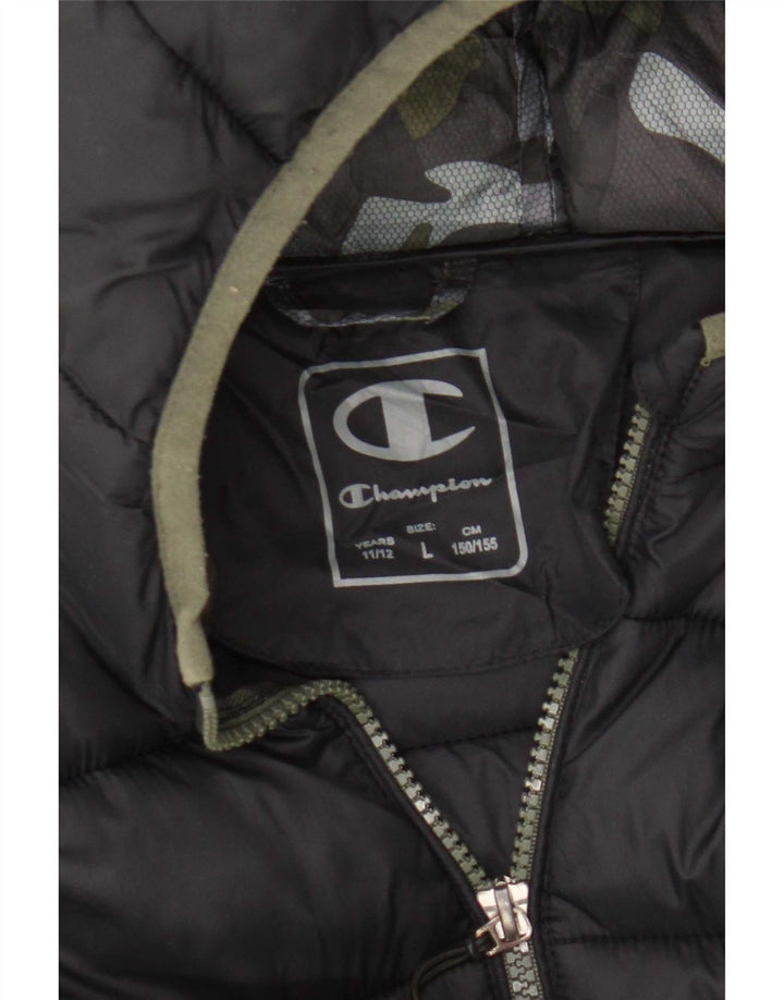 Champion Chaqueta acolchada con capucha para niños 11-12 años Grande Negro