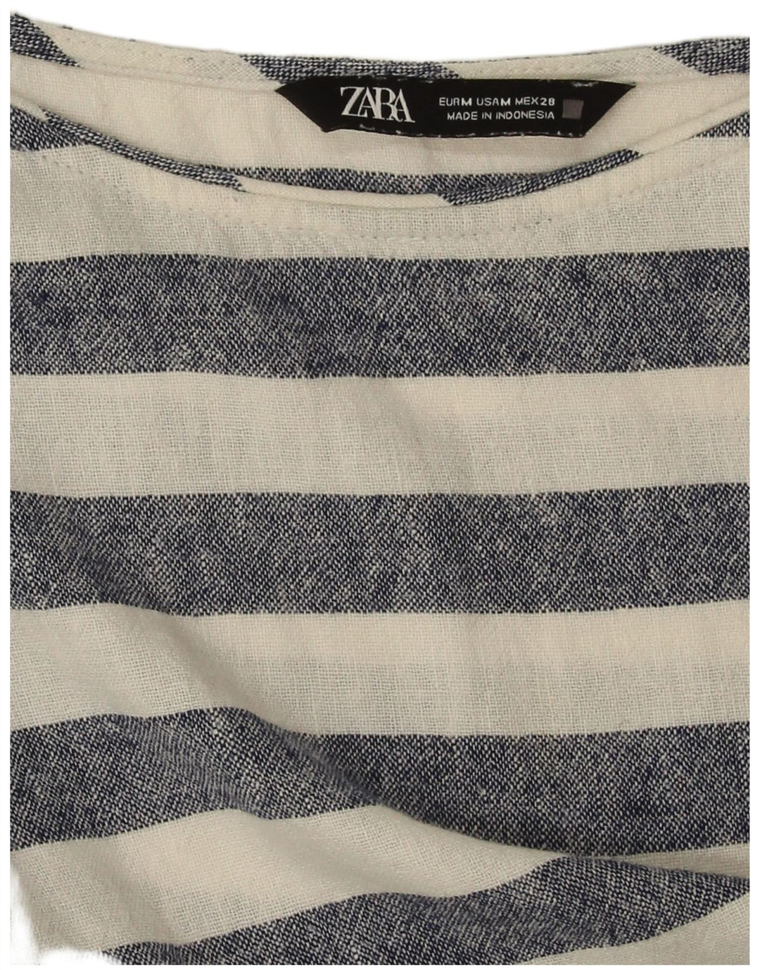 Zara Mujer Camiseta Extragrande Top UK 44 Azul Medio Rayas Náutica