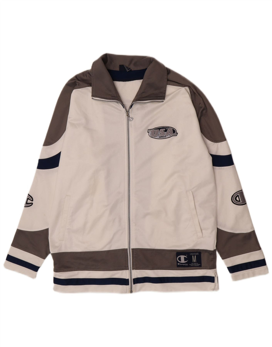 Champion Chaqueta De Chándal Con Gráfico De EE. UU. Para Hombre Blanco Mediano Colorblock