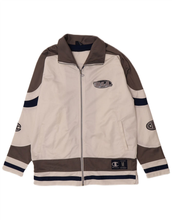 Champion Chaqueta De Chándal Con Gráfico De EE. UU. Para Hombre Blanco Mediano Colorblock