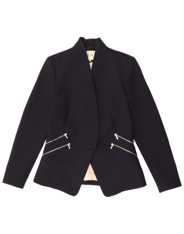 Reiss Chaqueta tipo blazer de 1 botón para mujer UK 10 Small Poliéster azul marino