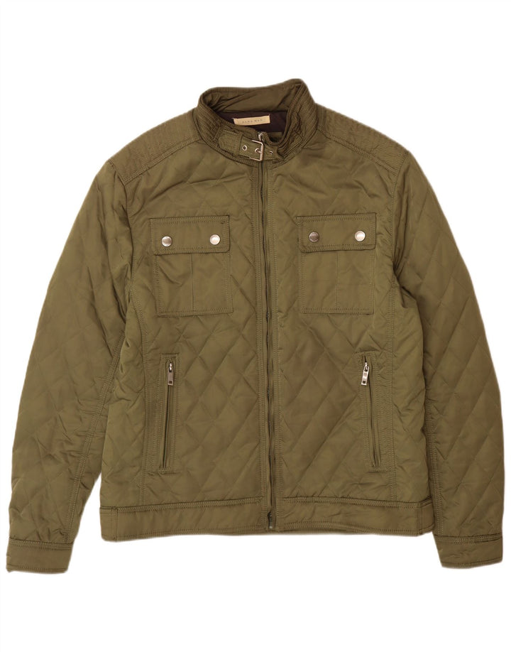 Zara Mens Chaqueta Acolchada UK 44 2XL Caqui Poliéster