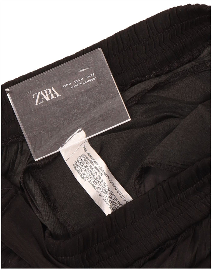 Zara Mujer Cullotes Capri Pantalón Mediano W30 L22 Negro Poliéster