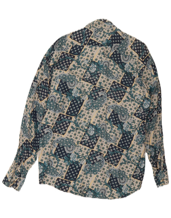 Camisa Vintage Hombre Azul Medio Paisley Viscosa