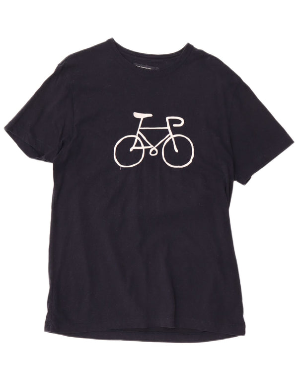 French Connection Camiseta con gráfico de ajuste regular para hombre Azul marino mediano