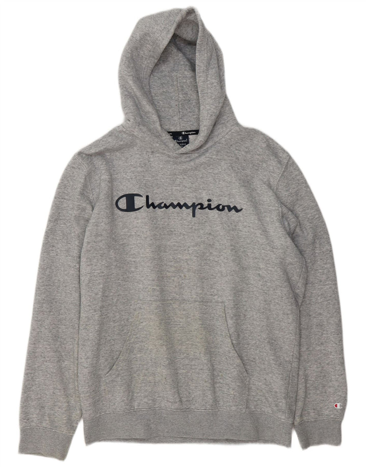 CHAMPION Jersey con capucha gráfico para hombre XL Algodón moteado gris