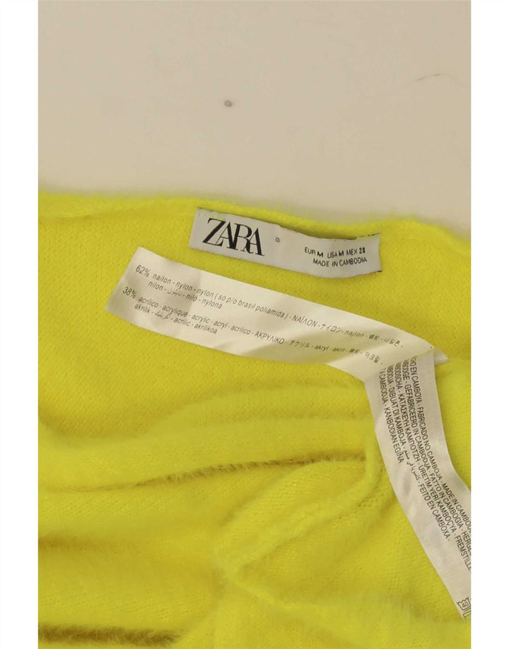 Zara Mujer Crop Top Manga Larga UK 44 Medium Amarillo Nylon