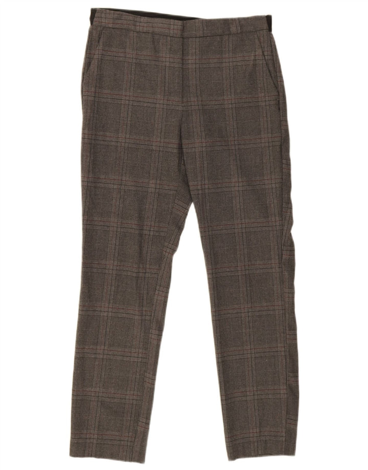 Zara Mujer Pantalón Chino Slim Medium W32 L26 Poliéster A Cuadros Gris