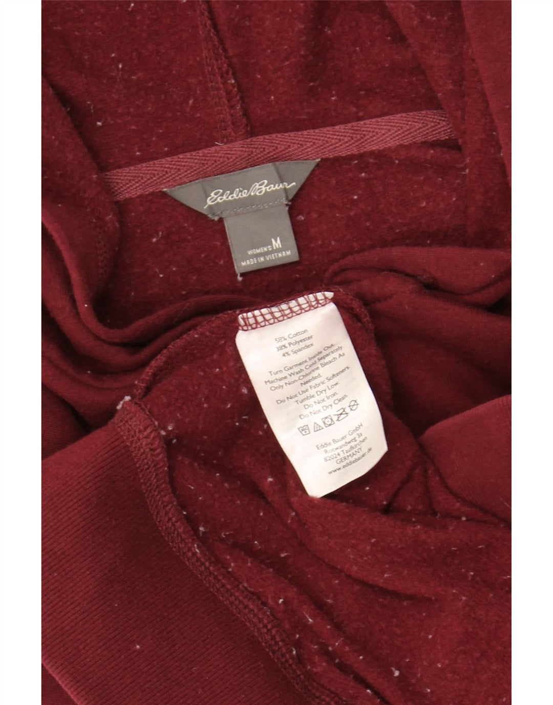 EDDIE BAUER Womens Oversized Zip Hoodie Sweater UK 14 Medium Maroon Cotton Vintage Eddie Bauer and Second-Hand Eddie Bauer from Messina Hembry 