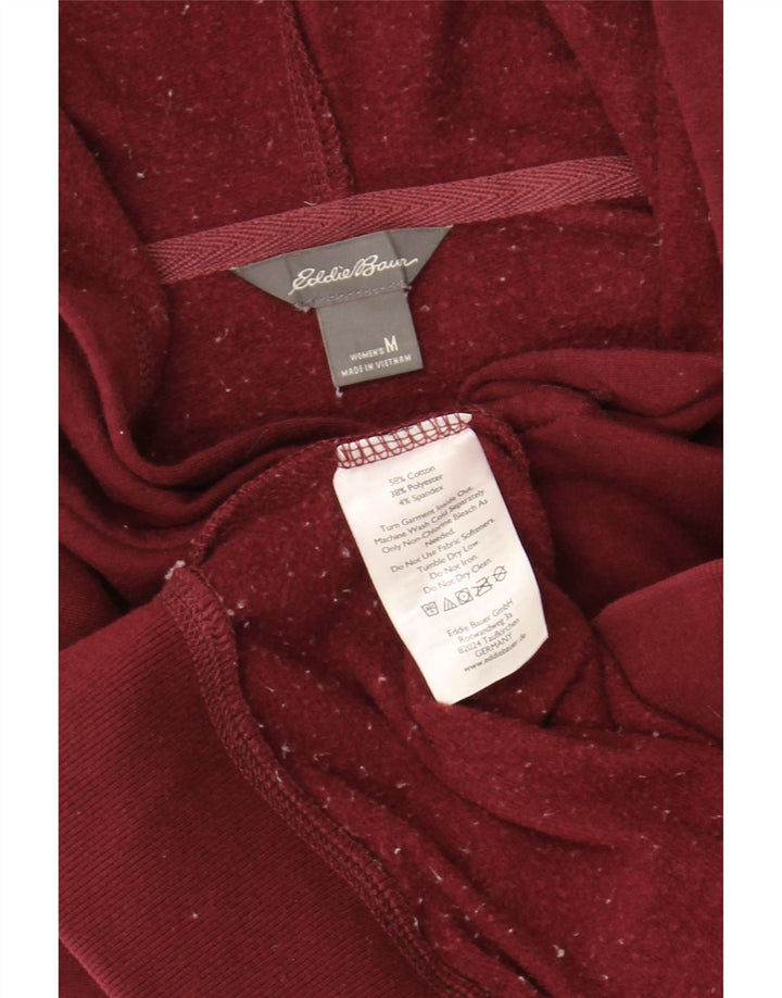 EDDIE BAUER Womens Oversized Zip Hoodie Sweater UK 14 Medium Maroon Cotton Vintage Eddie Bauer and Second-Hand Eddie Bauer from Messina Hembry 