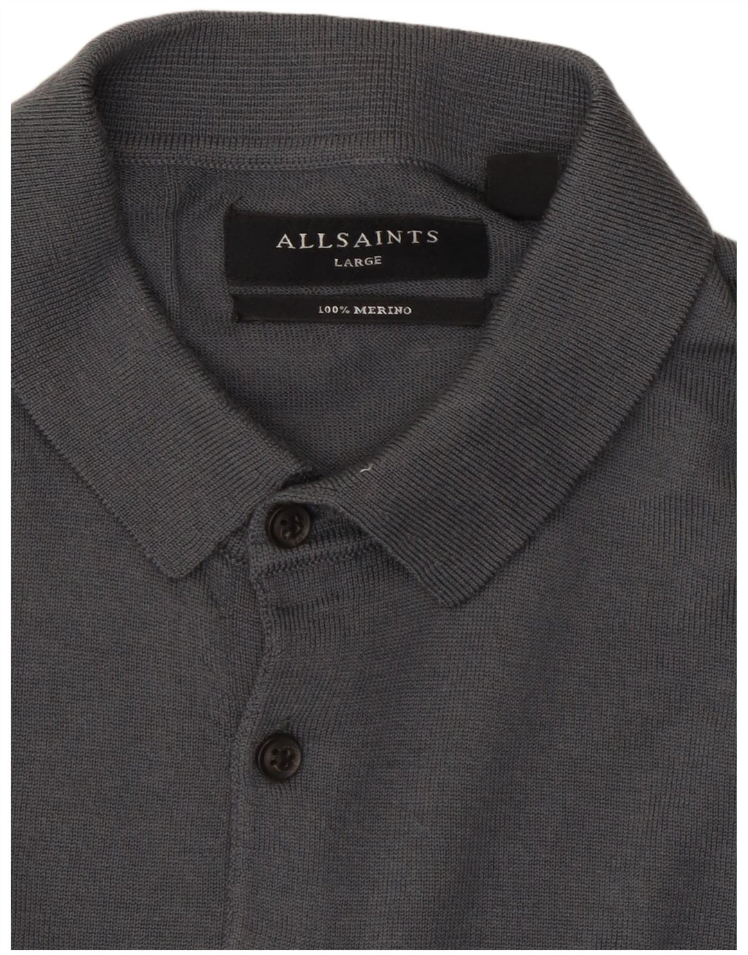 All Saints - Jersey con cuello tipo polo para hombre, talla grande, lana gris