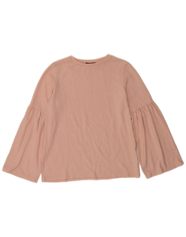 Zara Mujer Trafaluc Blusa De Manga Larga Top UK 44 Poliéster Rosa Medio