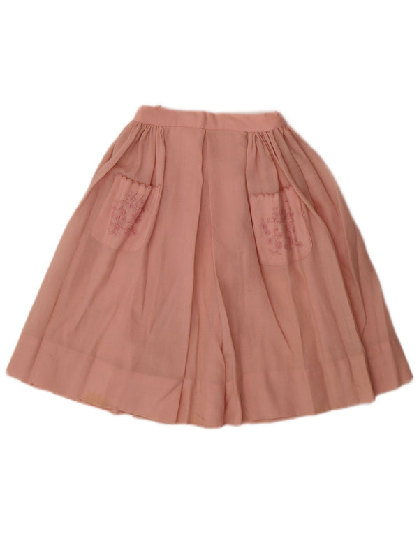 Vintage mujer plisada A-Line falda W20 2XS rosa floral