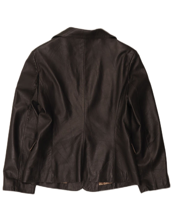 Icinoo Chaqueta Blazer de Cuero con 1 botón para Mujer UK 10 Small Black