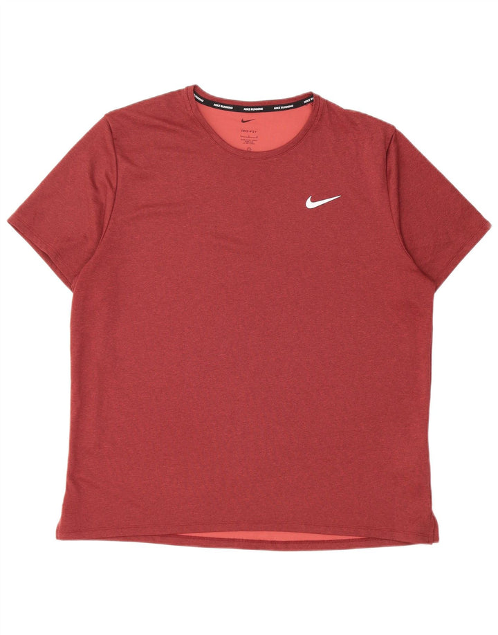 Nike - Camiseta para correr para hombre, talla grande, poliéster burdeos