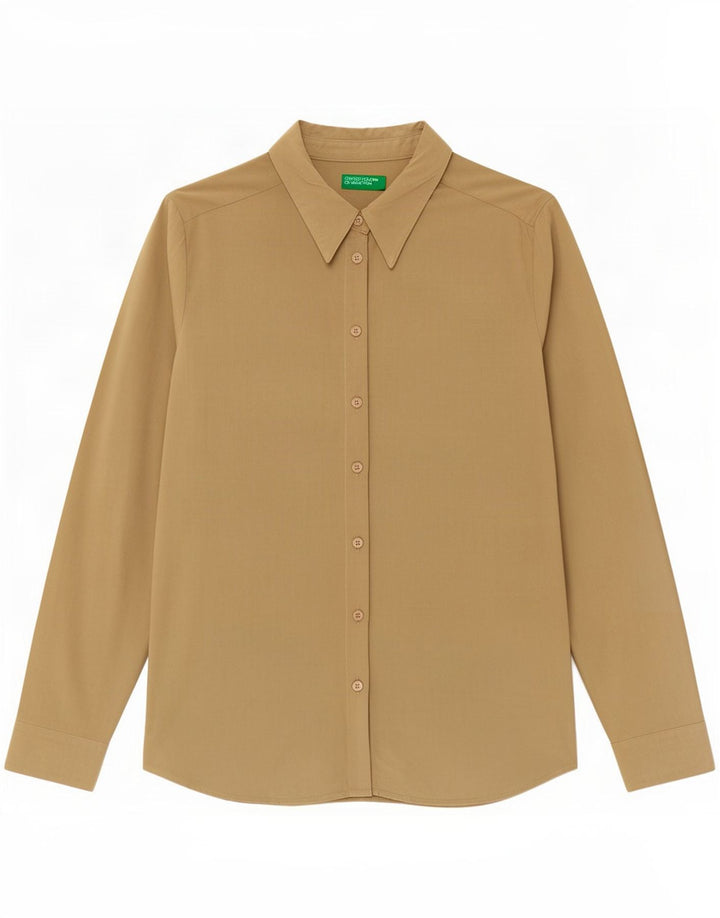 Benetton Blusa Camisera Mujer ES 44 Viscosa Verde Medio