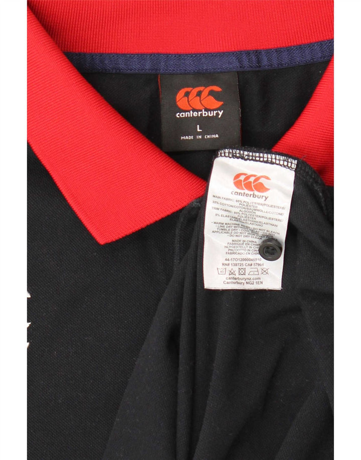 Canterbury Polo gráfico para hombre de poliéster con bloques de color negro grande