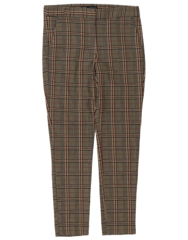 Zara Mujer Pantalón Chino Slim Medium W28 L27 Cuadros Marrón