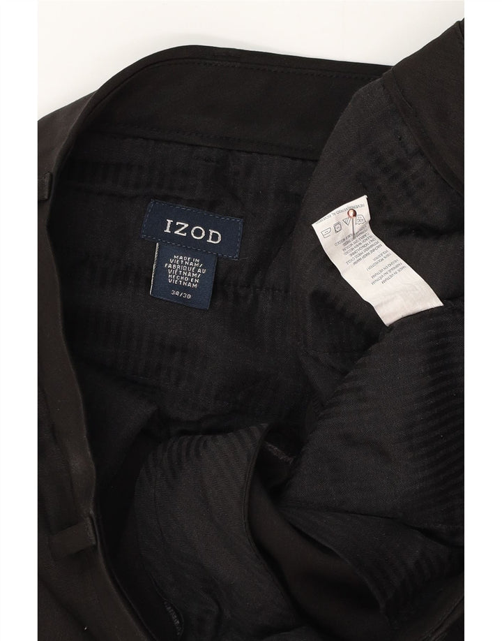 IZOD Pantalón chino recto para hombre W34 L30 Poliéster negro