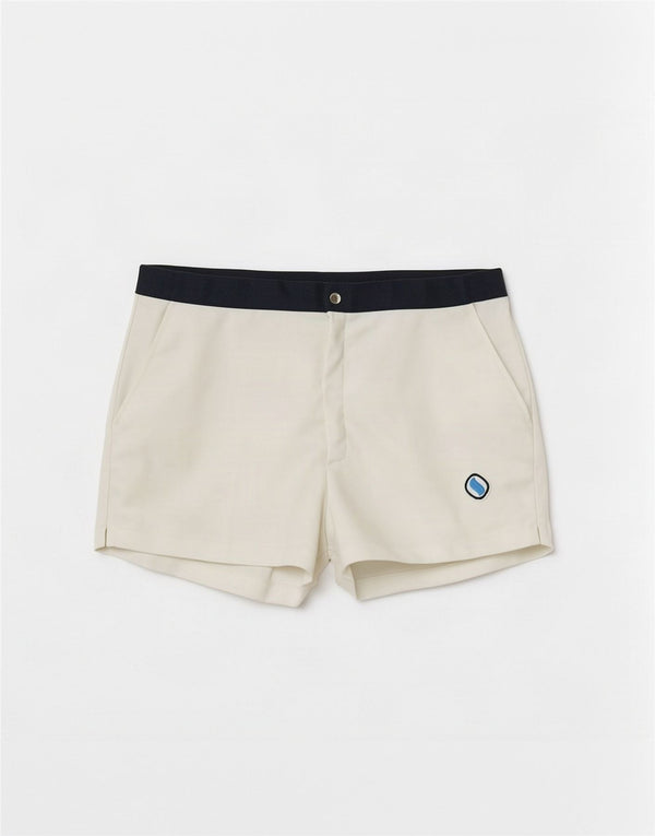 Vintage hombres pantalones cortos casuales IT 50 grande W30 blanco colorblock poliéster