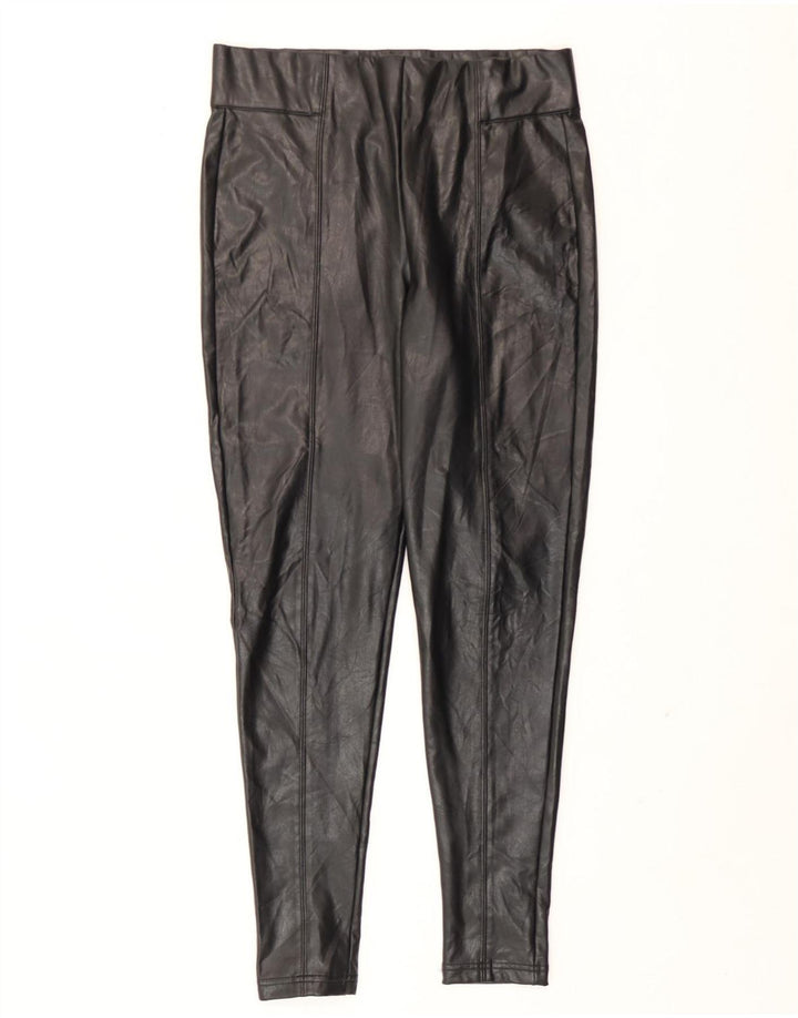 Marks & Spencer Leggings de piel sintética para mujer UK 40 Mediano Negro Poliéster