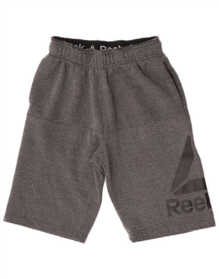 Reebok Mens Graphic Sport Shorts Pequeño Gris Algodón
