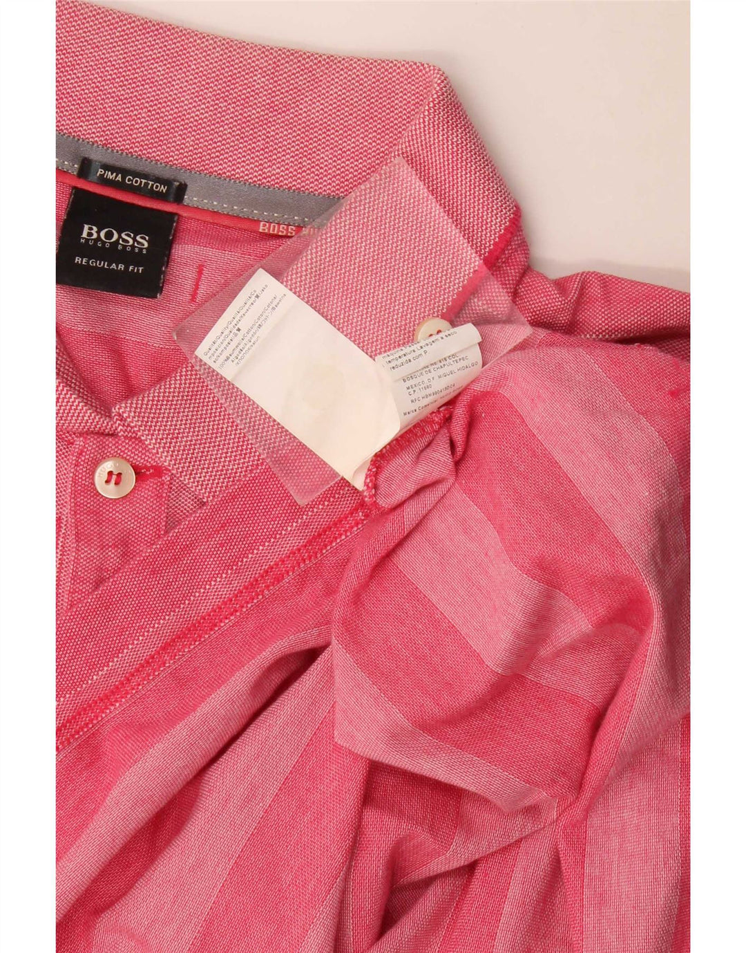 Hugo Boss Hombre | Polo de corte regular de algodón a rayas rosa medio