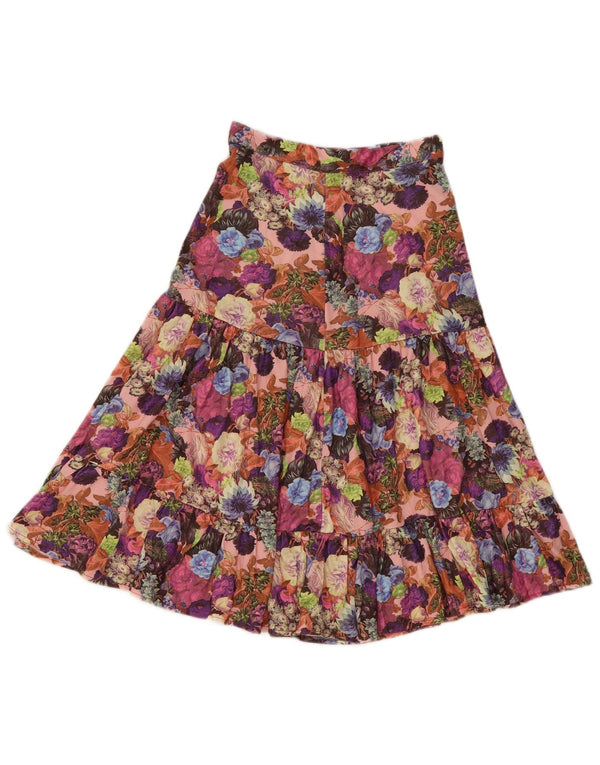 Falda escalonada vintage para mujer W24 XS multicolor floral