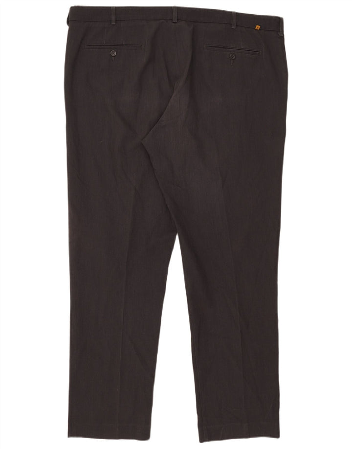 Farah Pantalón de traje clásico ajustado para hombre W44 L33 Poliéster gris
