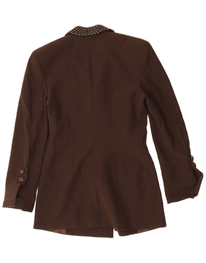 Caloma Chaqueta Blazer Larga para Mujer IT 44 Marrón Medio Geométrico