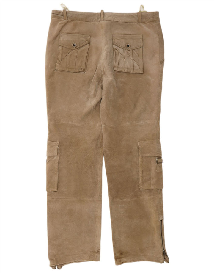 JOHN F GEE Pantalones cargo rectos de ante para hombre EU 50 Large W34 L32 Beige