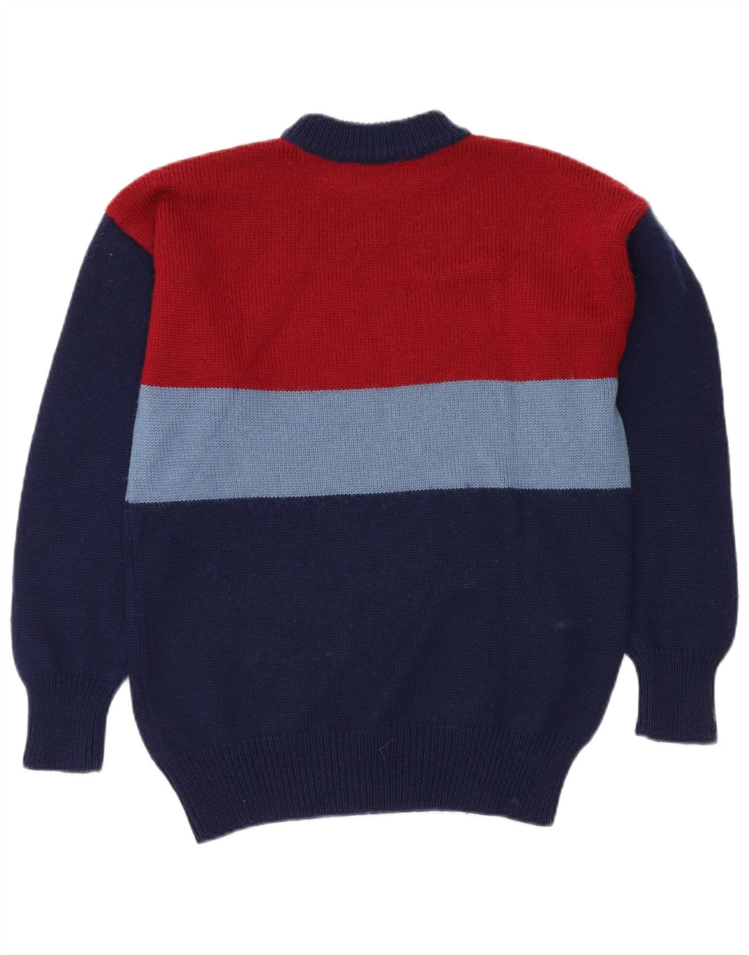VINTAGE Suéter tipo jersey con cuello de tortuga para hombre Bloque de color azul marino medio