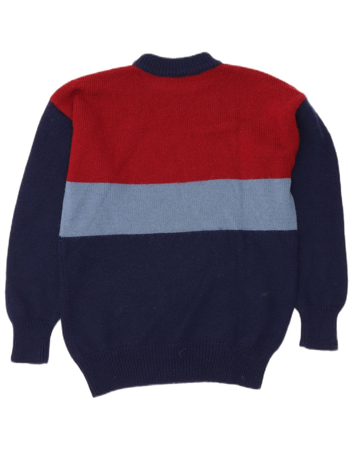 VINTAGE Suéter tipo jersey con cuello de tortuga para hombre Bloque de color azul marino medio