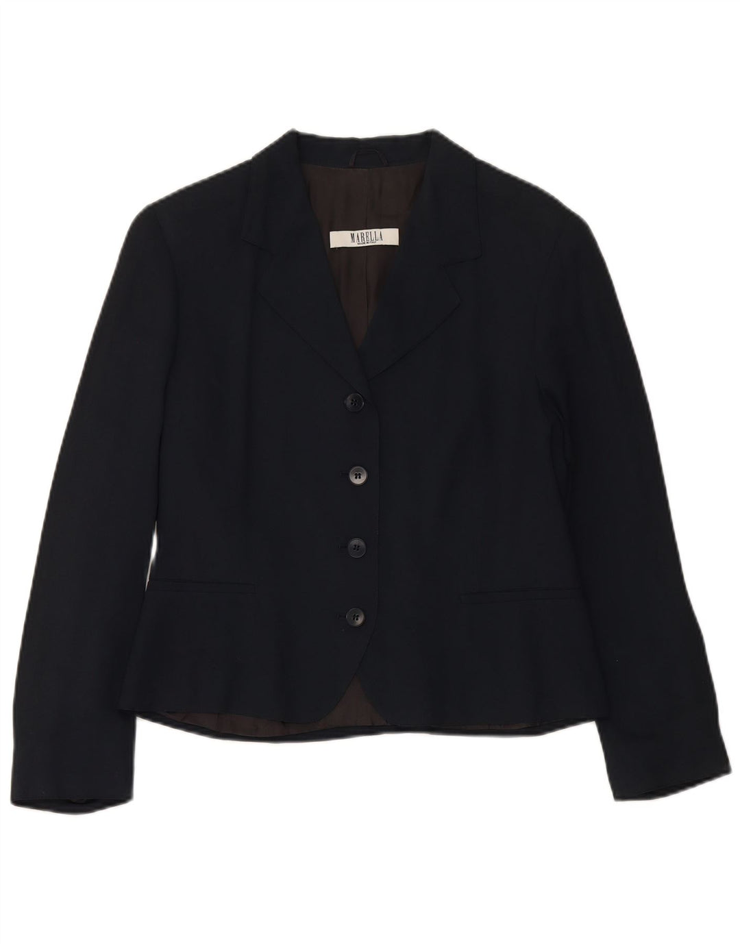 MARELLA Chaqueta tipo blazer de 4 botones para mujer UK 46 Grande Viscosa azul marino