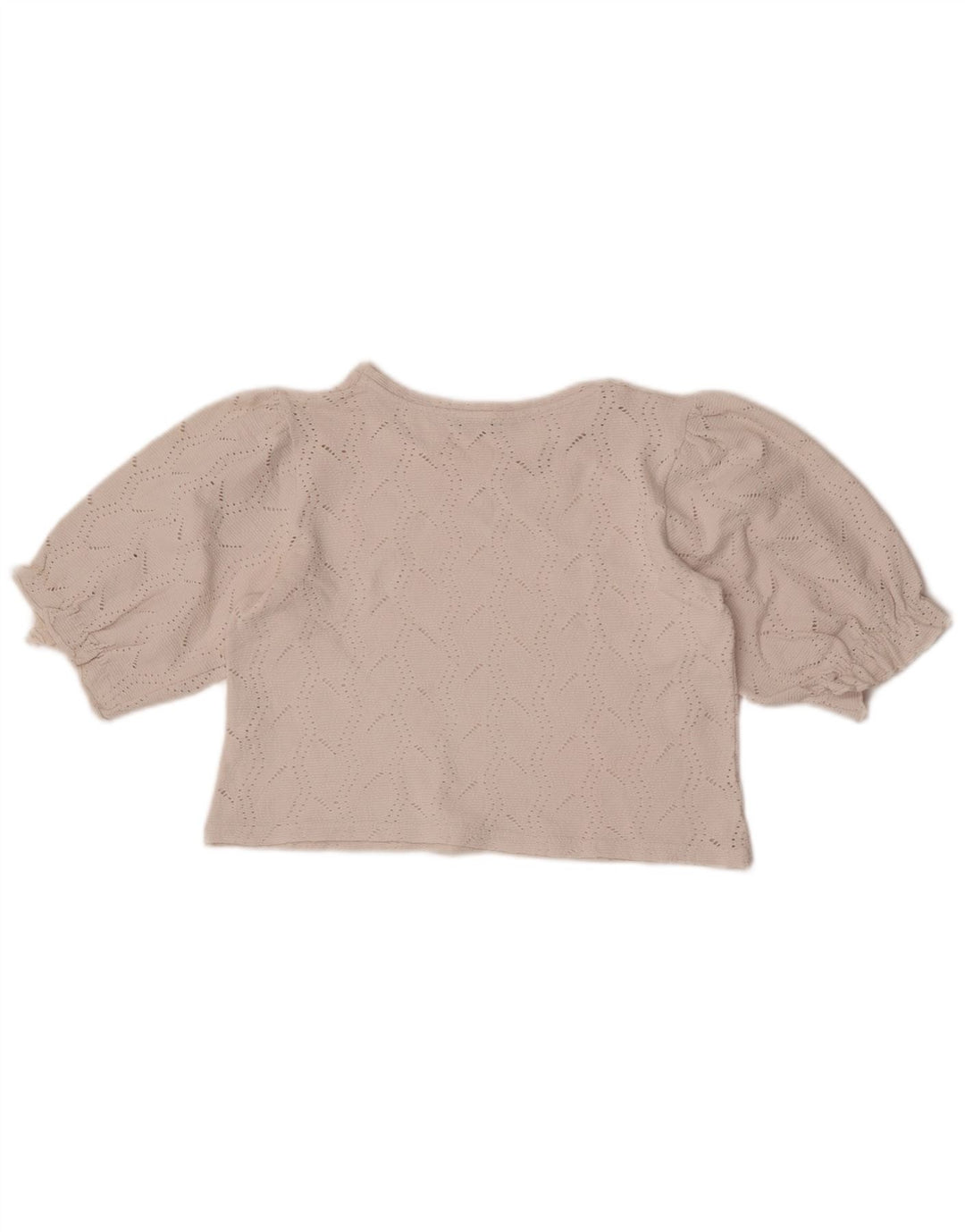 Zara Mujer Crop Blusa Top Reino Unido 42 Medio Algodón Blanco
