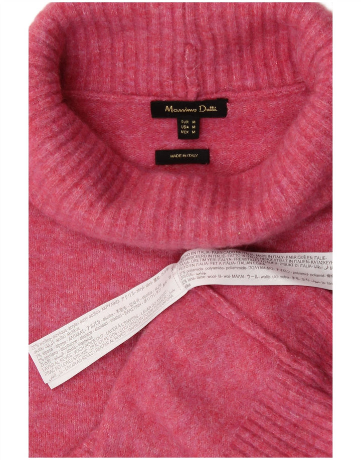 Massimo Dutti Jersey Mujer Cuello Vuelto UK 42 Poliamida Rosa Mediano
