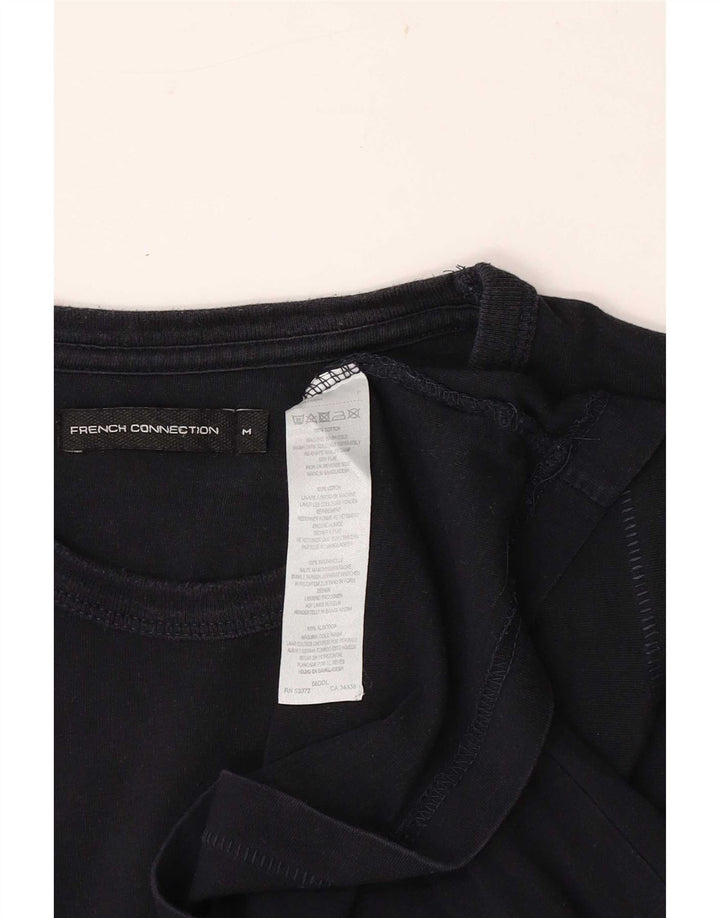 French Connection Camiseta para mujer Top UK 12 Medium Negro Algodón