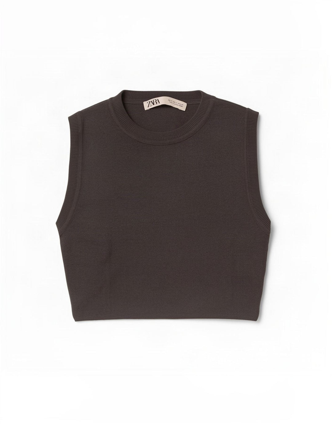 Zara Mujer Crop Vest Top UK 42 Viscosa Gris Medio