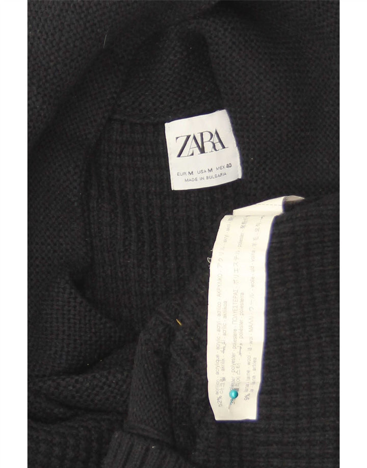 Zara Hombre Jersey Con Cuello Chal Suéter Medio Acrílico Negro