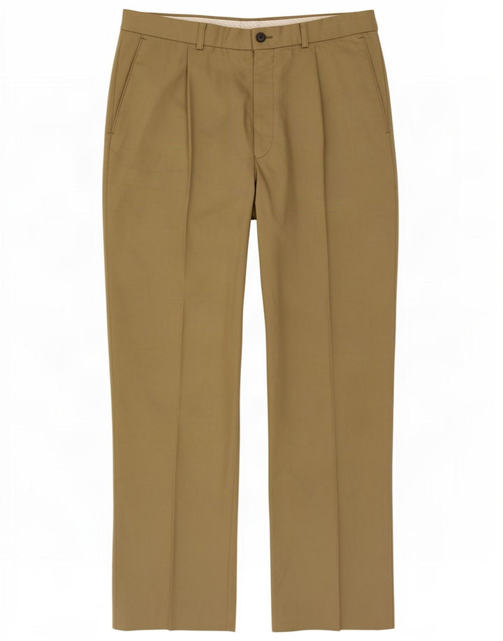 Marks & Spencer Pantalones casuales con clavijas para hombre W34 L31 Poliéster caqui